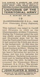 1939 Player's Uniforms of the Territorial Army #19 Glamorganshire R.G.A. 1908 Back