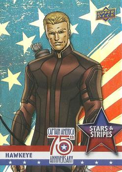 2016 Upper Deck Captain America 75th Anniversary - Stars and Stripes Rainbow Foil #SS-19 Hawkeye Front