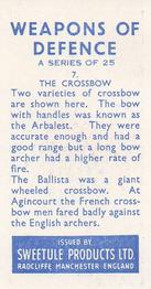 1959 Sweetule Weapons of Defence #7 The Crossbow Back