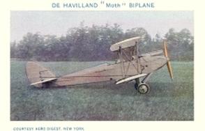 1929 Necco Real Airplane Pictures (E195) #5 de Havilland “Moth” Biplane Front