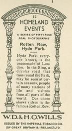 1932 Wills's Homeland Events (Set of 54) #12 Rotten Row, Hyde Park Back