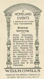 1932 Wills's Homeland Events (Set of 54) #50 Braemar Gathering Back