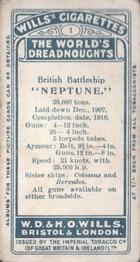 1910 Wills's The World's Dreadnoughts #1 Neptune Back