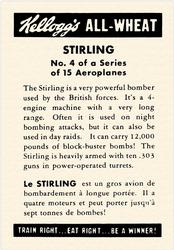 1945 Kellogg's All Wheat Aeroplanes (FC9-1) #4 Stirling Back