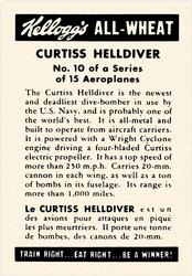 1945 Kellogg's All Wheat Aeroplanes (FC9-1) #10 Curtiss Helldiver Back