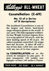 1945 Kellogg's All Wheat Aeroplanes (FC9-1) #13 Lockheed Constellation (C-69) Back