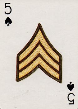 1986 The Military Playing Card Co. U.S. Rank Insignia Playing Cards #5♠ Sergeant Front