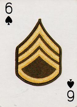 1986 The Military Playing Card Co. U.S. Rank Insignia Playing Cards #6♠ Staff Sergeant Front