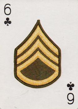1986 The Military Playing Card Co. U.S. Rank Insignia Playing Cards #6♣ Staff Sergeant Front