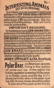 1898 Dwight's Soda Interesting Animals (J10) #1 Polar Bear Back