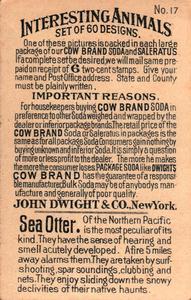 1898 Dwight's Soda Interesting Animals (J10) #17 Sea Otter Back
