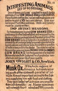 1898 Dwight's Soda Interesting Animals (J10) #18 Musk Ox Back