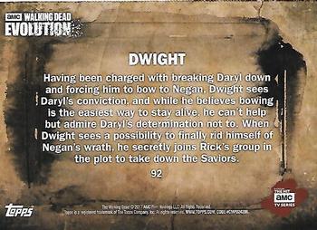 2017 Topps The Walking Dead: Evolution - Brown #92 Dwight Back