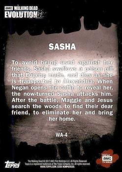 2017 Topps The Walking Dead: Evolution - Evolution of Walkers #WA-4 Sasha Back