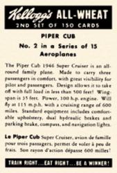 1946 Kellogg's All Wheat Miscellany (FC9-2) #Aeroplanes 2 Piper Cub Back