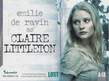 2006 Inkworks Lost Season 2 - Autographs #A-13 Emilie De Ravin Back
