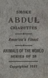 1881 Abdul Animals of the World (T180) #NNO American Tapir Back