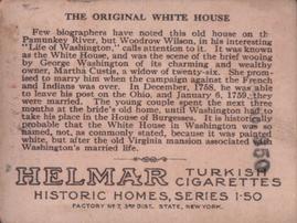 1911 Helmar Historic Homes (T69) #NNO The Original White House On The Pamunkey Back