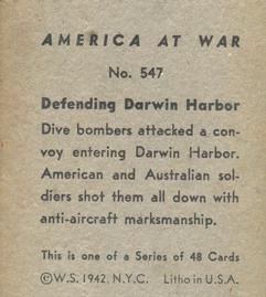 1942 W.S. Corp. America at War (R12) #547 Defending Darwin Harbor Back