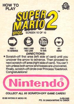 1989 O-Pee-Chee Nintendo - Super Mario Bros. 2 Scratch-Offs (Series One) #10 Mario II Screen 10 Back