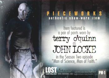 2006 Inkworks Lost Season 2 - Pieceworks #PW-1 Terry O'Quinn Back