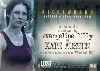 2006 Inkworks Lost Season 2 - Pieceworks #PW-6 Evangeline Lilly Back