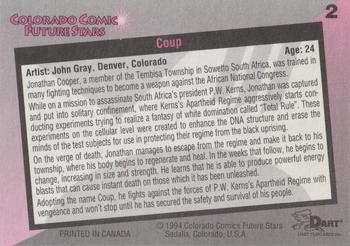 1994 Dart Flipcards Colorado Comic Future Stars Series 1 #2 Coup Back