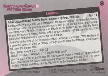 1994 Dart Flipcards Colorado Comic Future Stars Series 1 #8 Lindrex Back