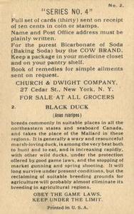 1924 Church & Dwight Useful Birds of America Fourth Series (J8) #2 Black Duck Back