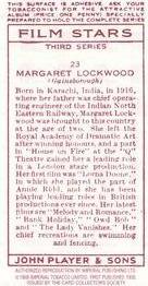 1989 Card Collectors Society 1938 Film Stars Third Series (reprint) #23 Margaret Lockwood Back