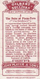 1990  Card Collectors Society Gilbert and Sullivan 1927 2nd Series (reprint) #3 The Duke of Plaza-Toro Back