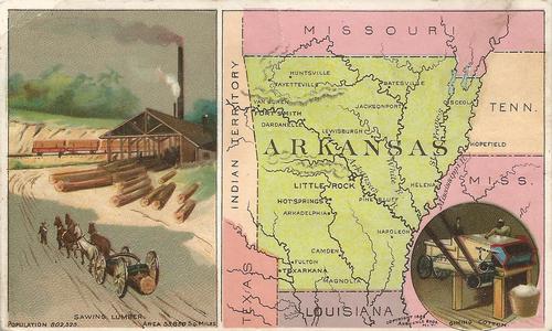 1889 Arbuckle's Coffee Illustrated Atlas of U.S. (K6) #87 Arkansas Front