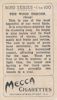 1910 American Tobacco Bird Series (T42) #NNO Wood Thrush Back