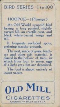 1910 American Tobacco Bird Series (T42) #NNO Hoopoe Back