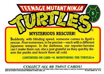 1989 Topps Teenage Mutant Ninja Turtles - Complete Collector's Edition #5 Mysterious Recuer! Back
