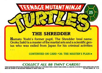 1989 Topps Teenage Mutant Ninja Turtles - Complete Collector's Edition #25 The Shredder Back