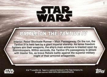 2018 Topps Star Wars: A New Hope Black & White - Red #1 Battle on the Tantive IV Back