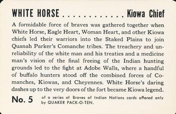 1956 Quaker Pack-o-Ten Braves of Indian Nations (F279-8) #5 White Horse Back