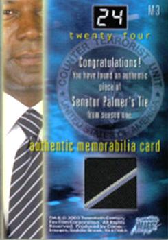 2003 Comic Images 24 Season 1 & 2 - Memorabilia #M3 Senator Palmer Back