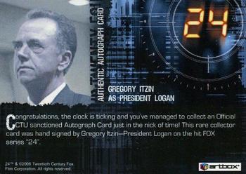 2006 ArtBox 24 Season 4 - Autographs #NNO Gregory Itzin Back