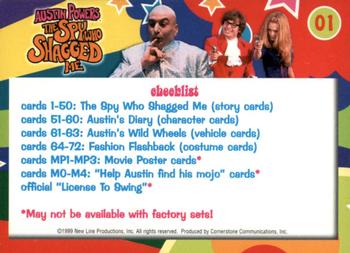 1999 Cornerstone Austin Powers The Spy Who Shagged Me #01 Title Card / Checklist Back