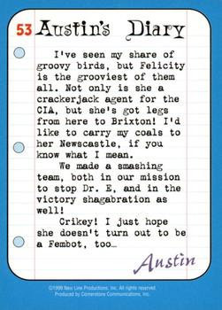 1999 Cornerstone Austin Powers The Spy Who Shagged Me #53 Austin's Diary         Felicity Shagwell Back