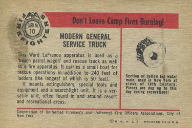 1953 Bowman Firefighters (R701-3) #10 Modern General Service Truck Back