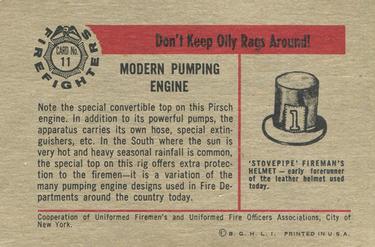 1953 Bowman Firefighters (R701-3) #11 Modern Pumping Engine Back