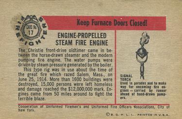 1953 Bowman Firefighters (R701-3) #17 Engine Propelled Steam Fire Engine Back