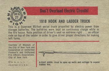 1953 Bowman Firefighters (R701-3) #27 1918 Hook and Ladder Truck Back