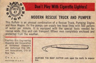 1953 Bowman Firefighters (R701-3) #47 Modern Rescue Truck and Pumper Back