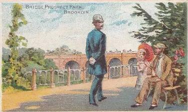 1889 D. Buchner & Co. American Scenes With A Policeman (N281) #NNO Bridge, Prospect Park, Brooklyn Front