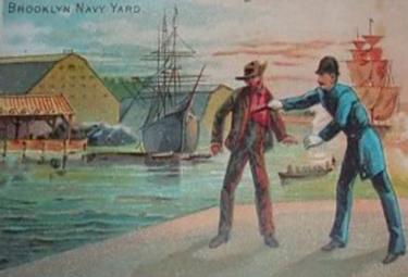 1889 D. Buchner & Co. American Scenes With A Policeman (N281) #NNO Brooklyn Navy Yard Front