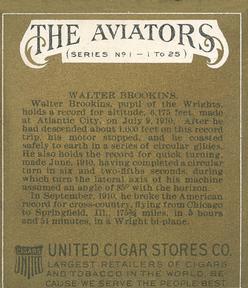 1911 American Tobacco Company The Aviators (T38) #NNO Walter Brookins Back
